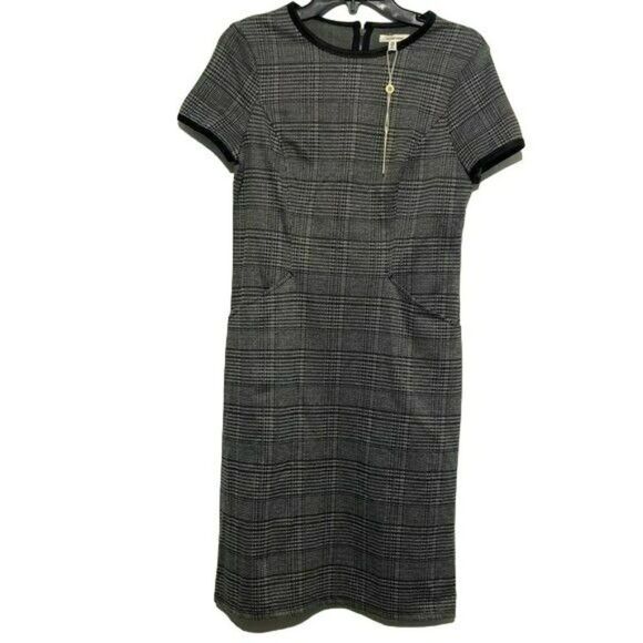 Max Studio XS Sheath Dress Gray Plaid Short Sleeve - Picture 1 of 8
